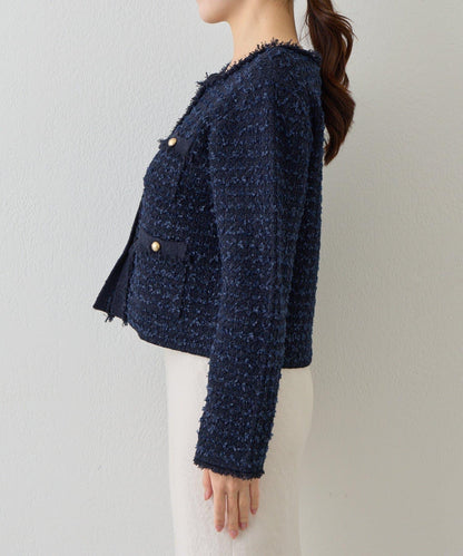 可成套搭配 花呢紋理 針織 夾克式開衫