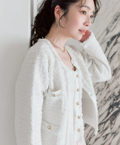 可成套搭配 花呢紋理 針織 夾克式開衫