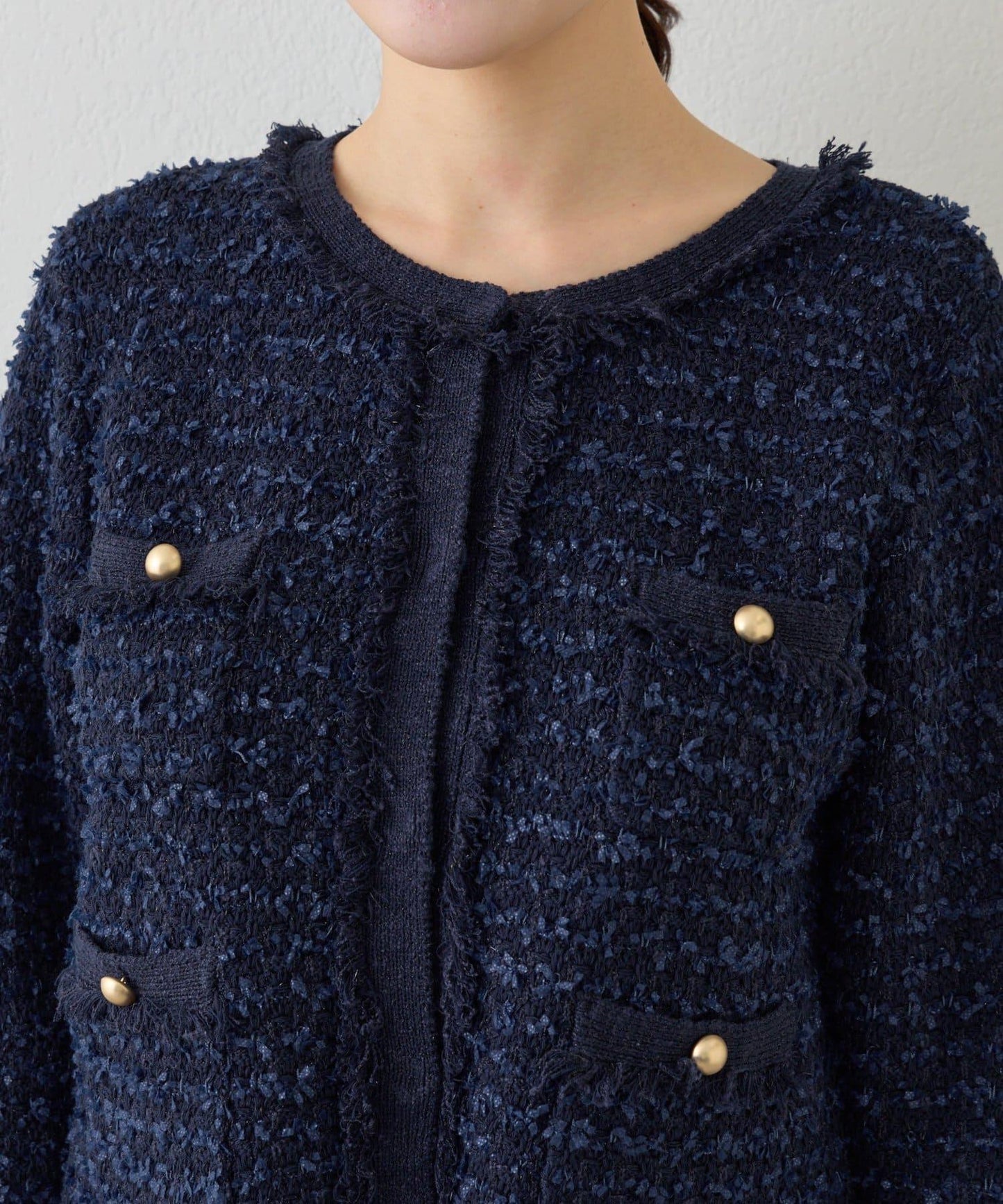 可成套搭配 花呢紋理 針織 夾克式開衫