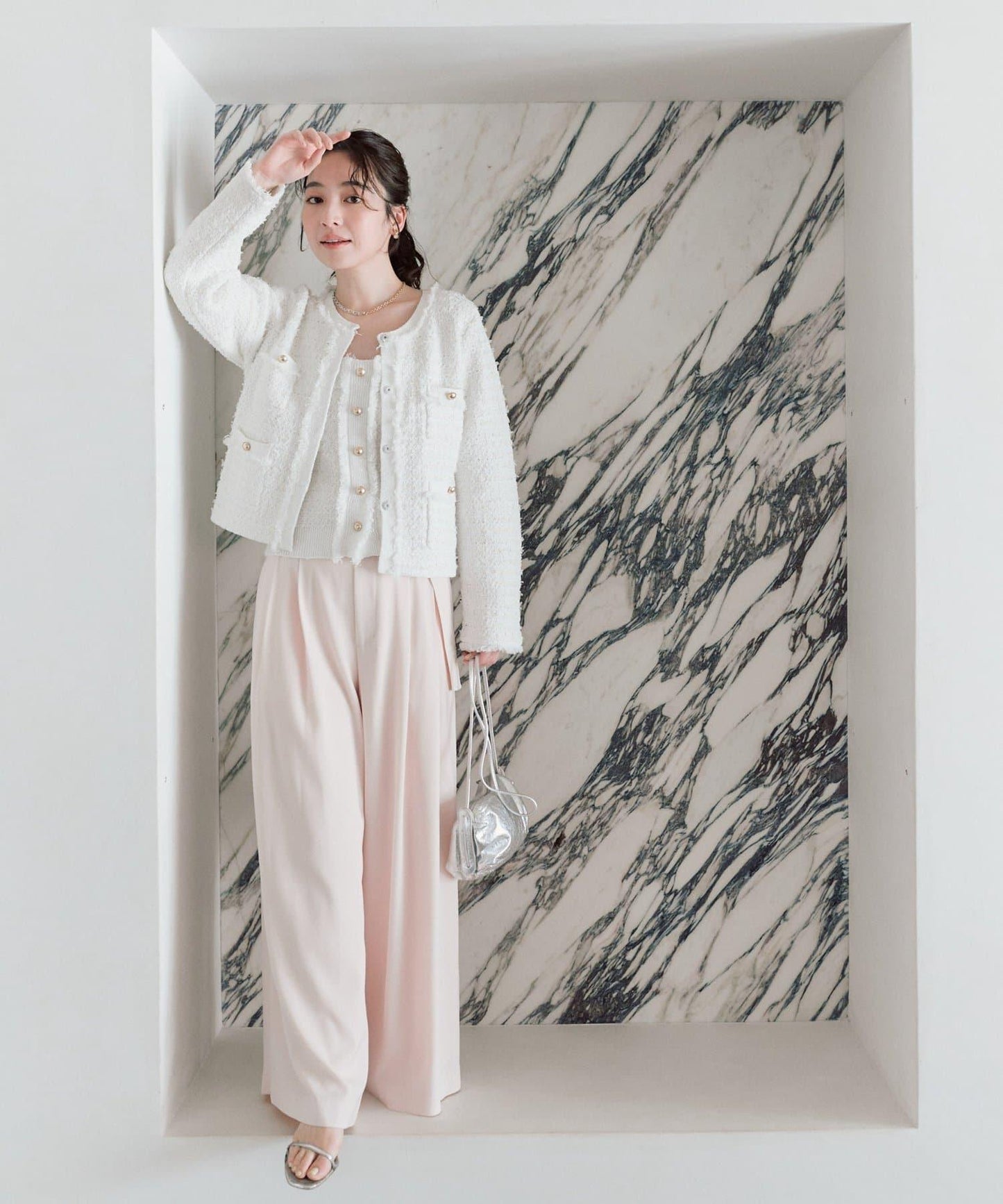 可成套搭配 花呢紋理 針織 夾克式開衫