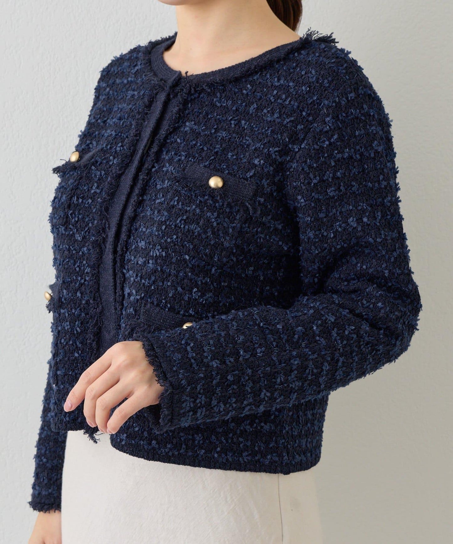 可成套搭配 花呢紋理 針織 夾克式開衫