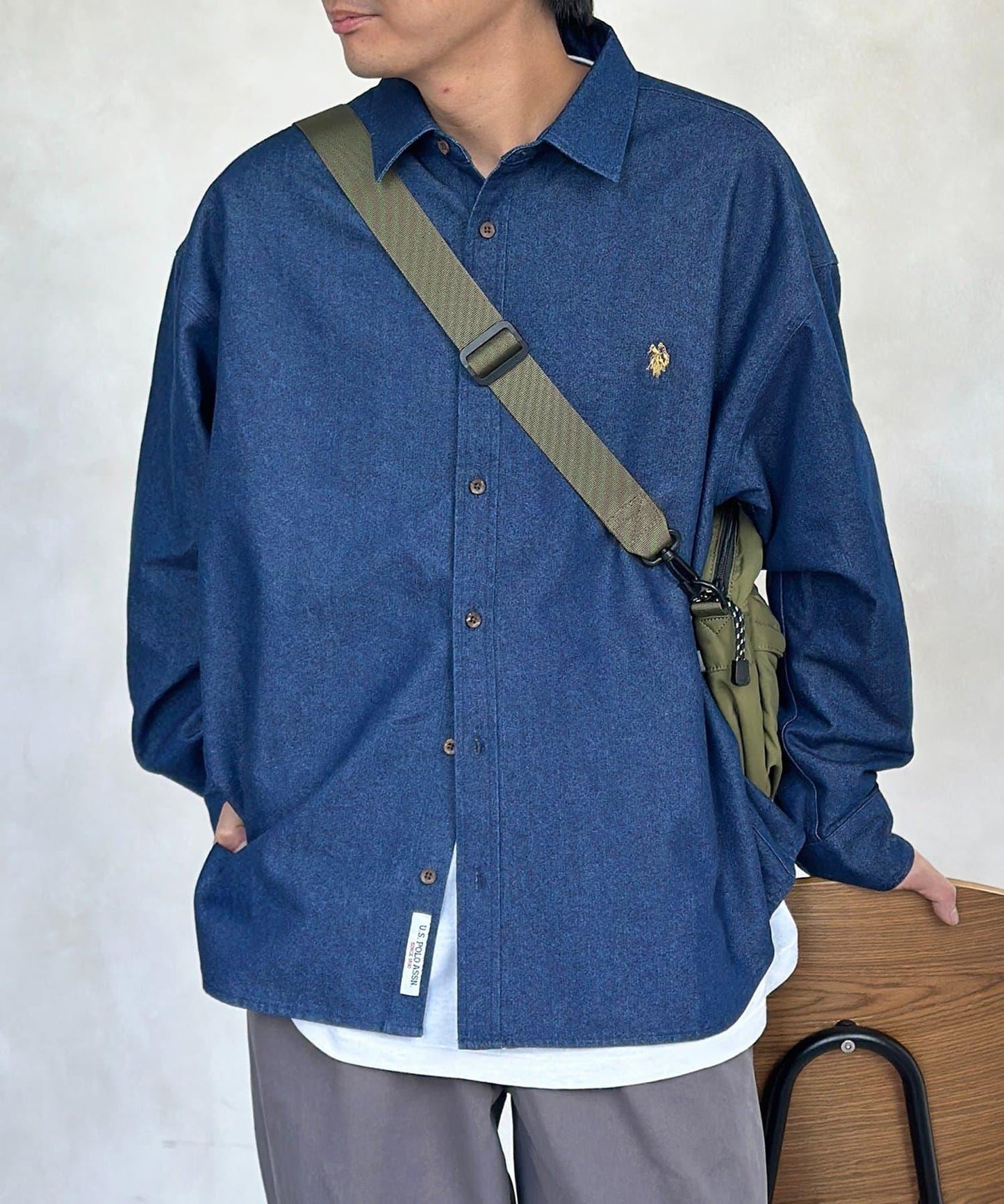 U.S. POLO ASSN. 單點刺繡 牛仔襯衫