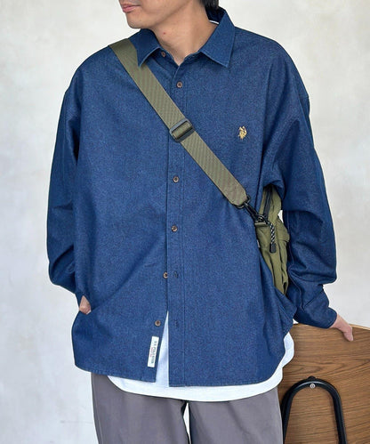 U.S. POLO ASSN. 單點刺繡 牛仔襯衫