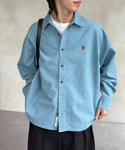 U.S. POLO ASSN. 單點刺繡 牛仔襯衫