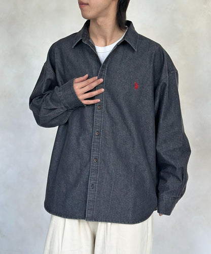 U.S. POLO ASSN. 單點刺繡 牛仔襯衫