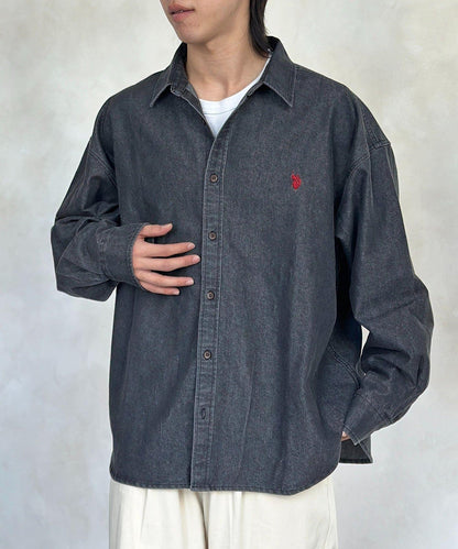 U.S. POLO ASSN. 單點刺繡 牛仔襯衫