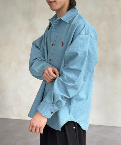 U.S. POLO ASSN. 單點刺繡 牛仔襯衫