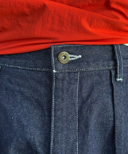 2褶寬鬆牛仔西裝褲