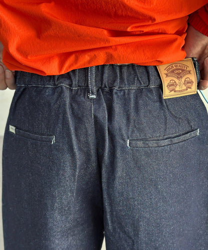 2褶寬鬆牛仔西裝褲