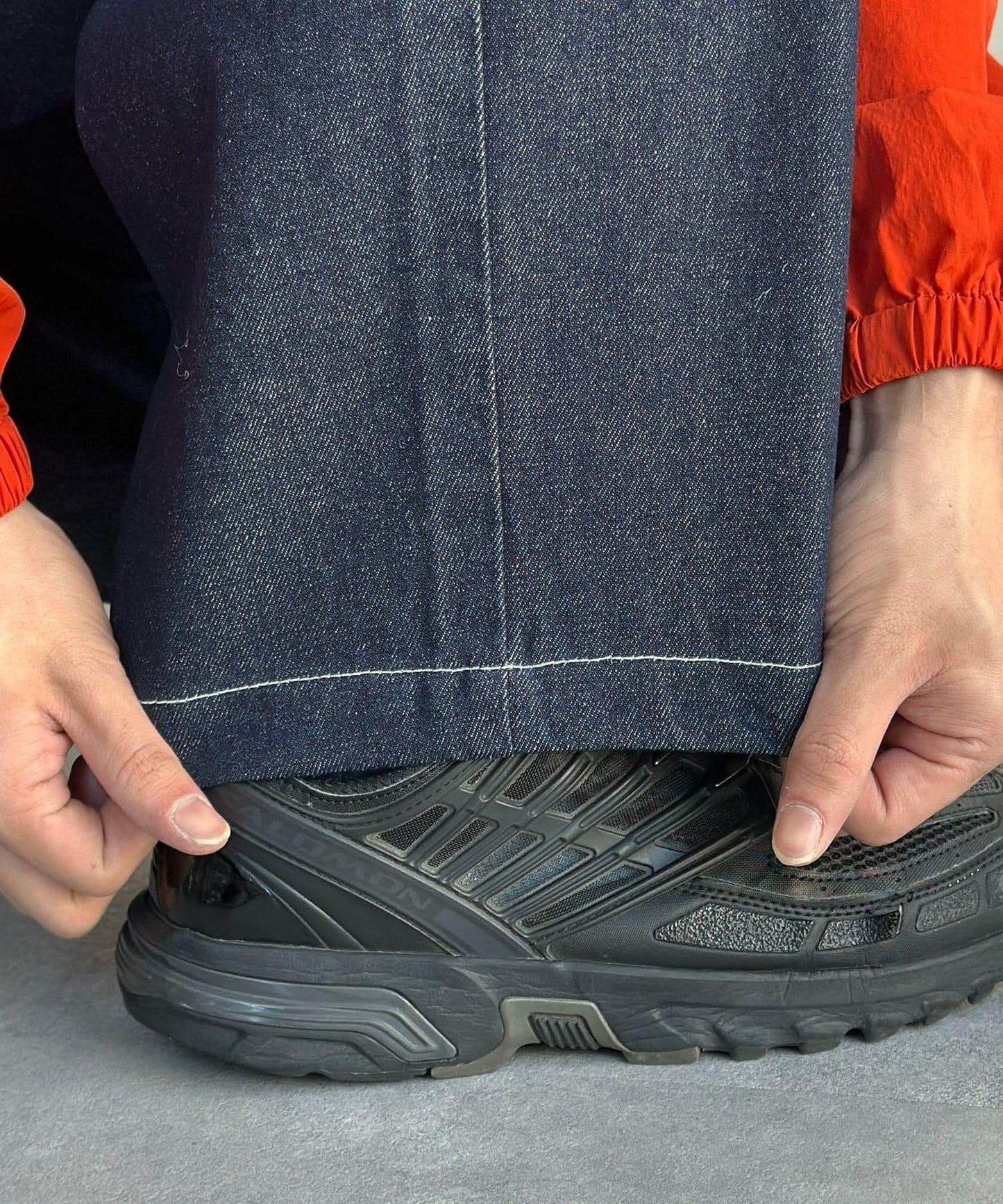 2褶寬鬆牛仔西裝褲