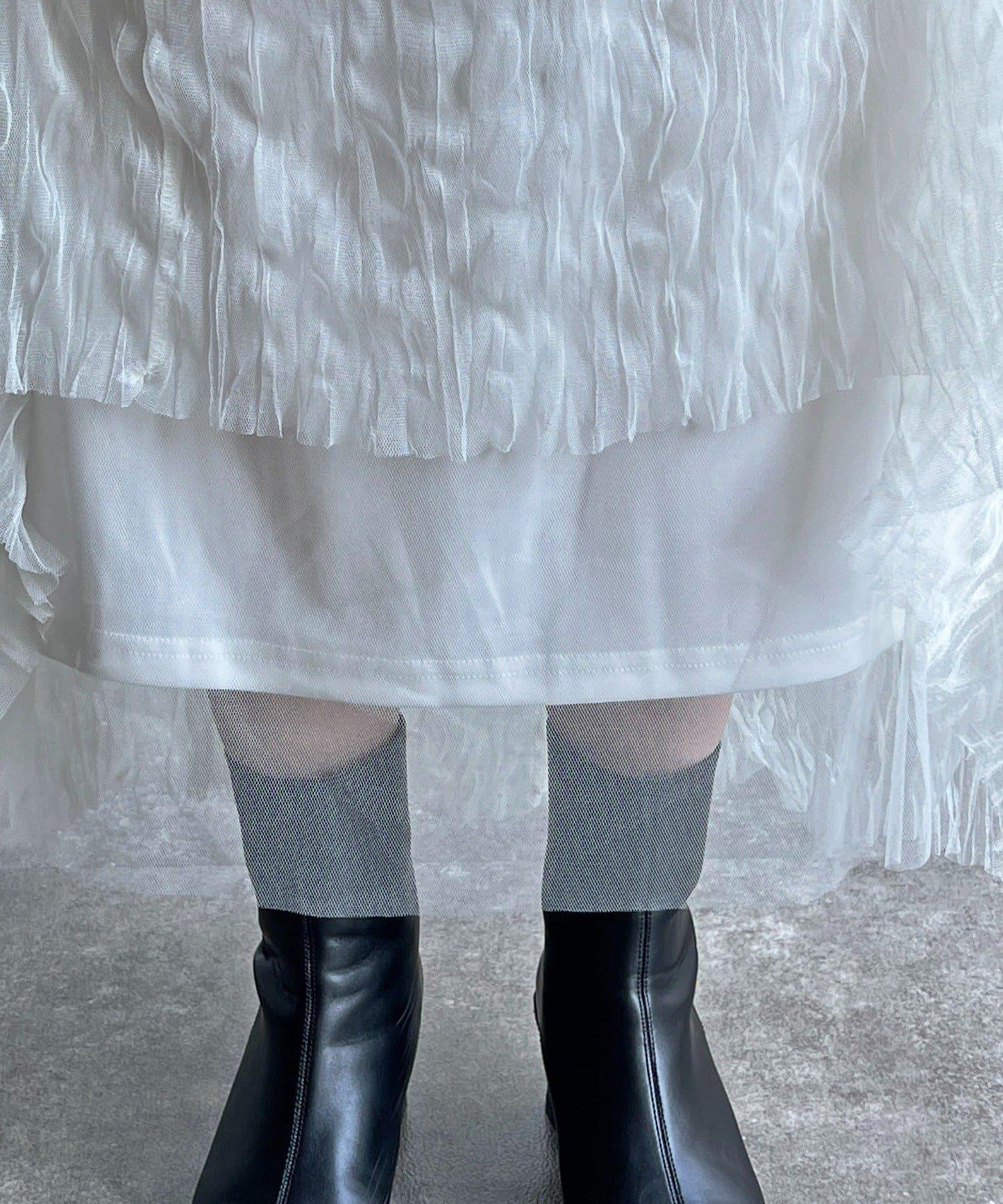 褶皺網紗半身裙