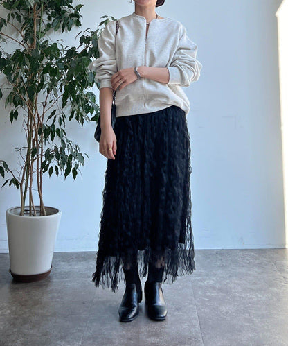 褶皺網紗半身裙