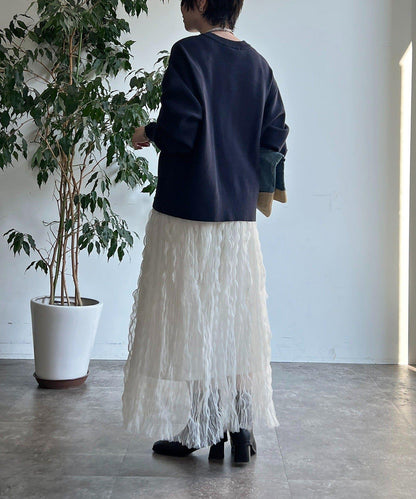 褶皺網紗半身裙