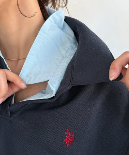 U.S. POLO ASSN. 層次設計 毛圈套頭衛衣