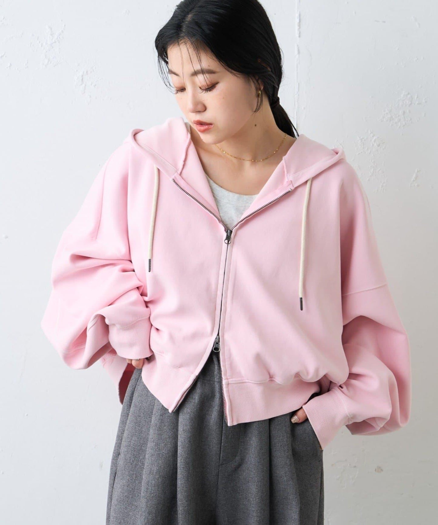 水洗做舊空氣層連帽衛衣