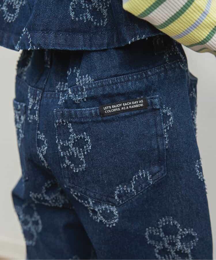 全長 花卉圖案 牛仔面料 牛仔褲