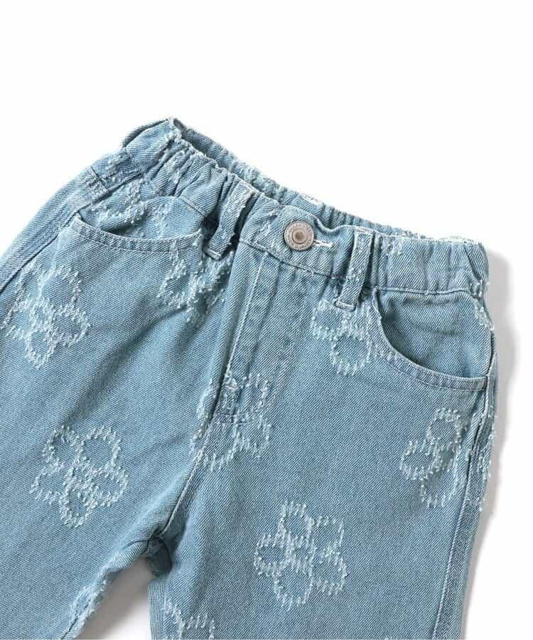 全長 花卉圖案 牛仔面料 牛仔褲