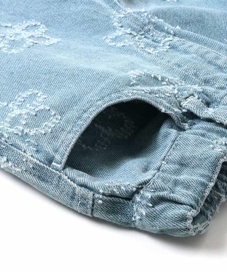 全長 花卉圖案 牛仔面料 牛仔褲