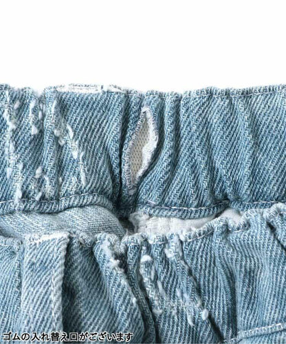 全長 花卉圖案 牛仔面料 牛仔褲