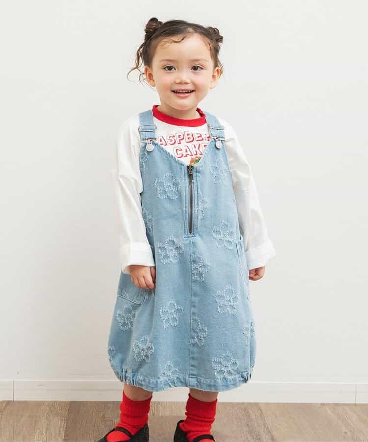 花卉圖案 牛仔 揹帶裙