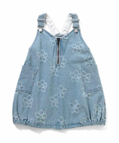 花卉圖案 牛仔 揹帶裙