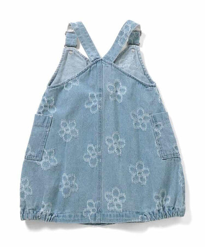 花卉圖案 牛仔 揹帶裙