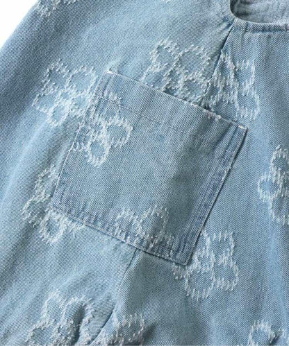 花卉圖案 牛仔 揹帶裙