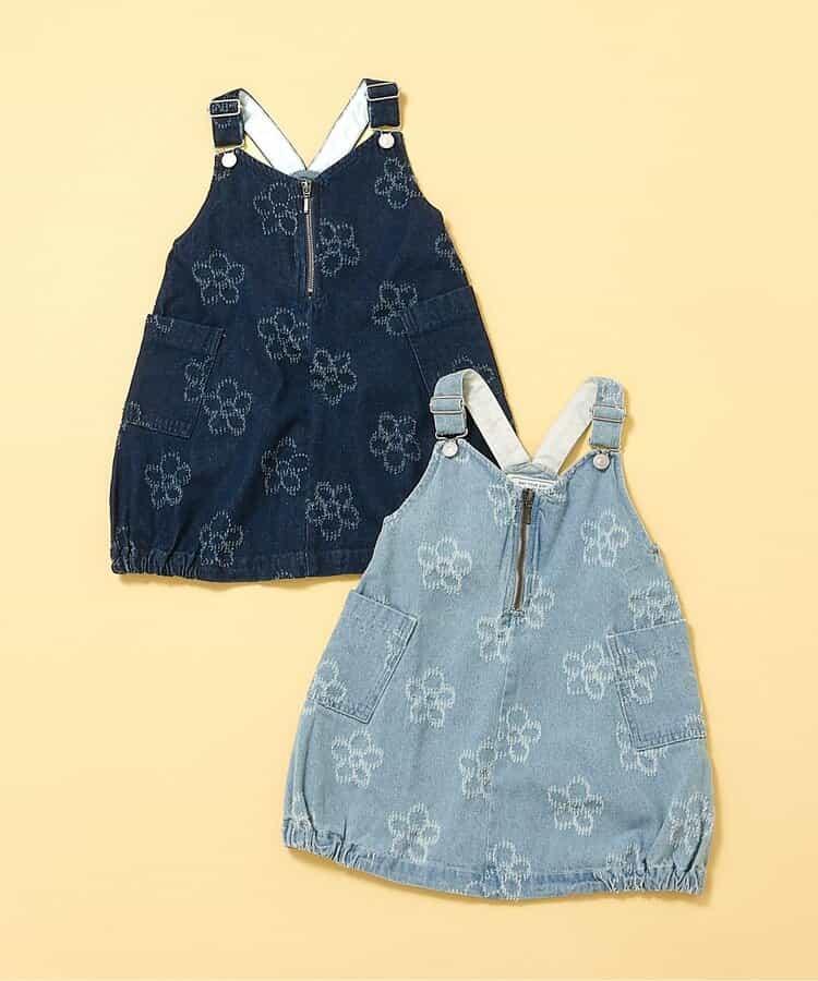 花卉圖案 牛仔 揹帶裙