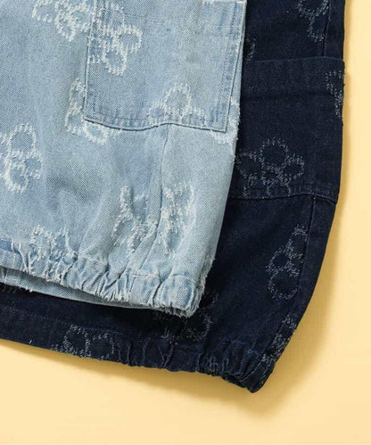 花卉圖案 牛仔 揹帶裙