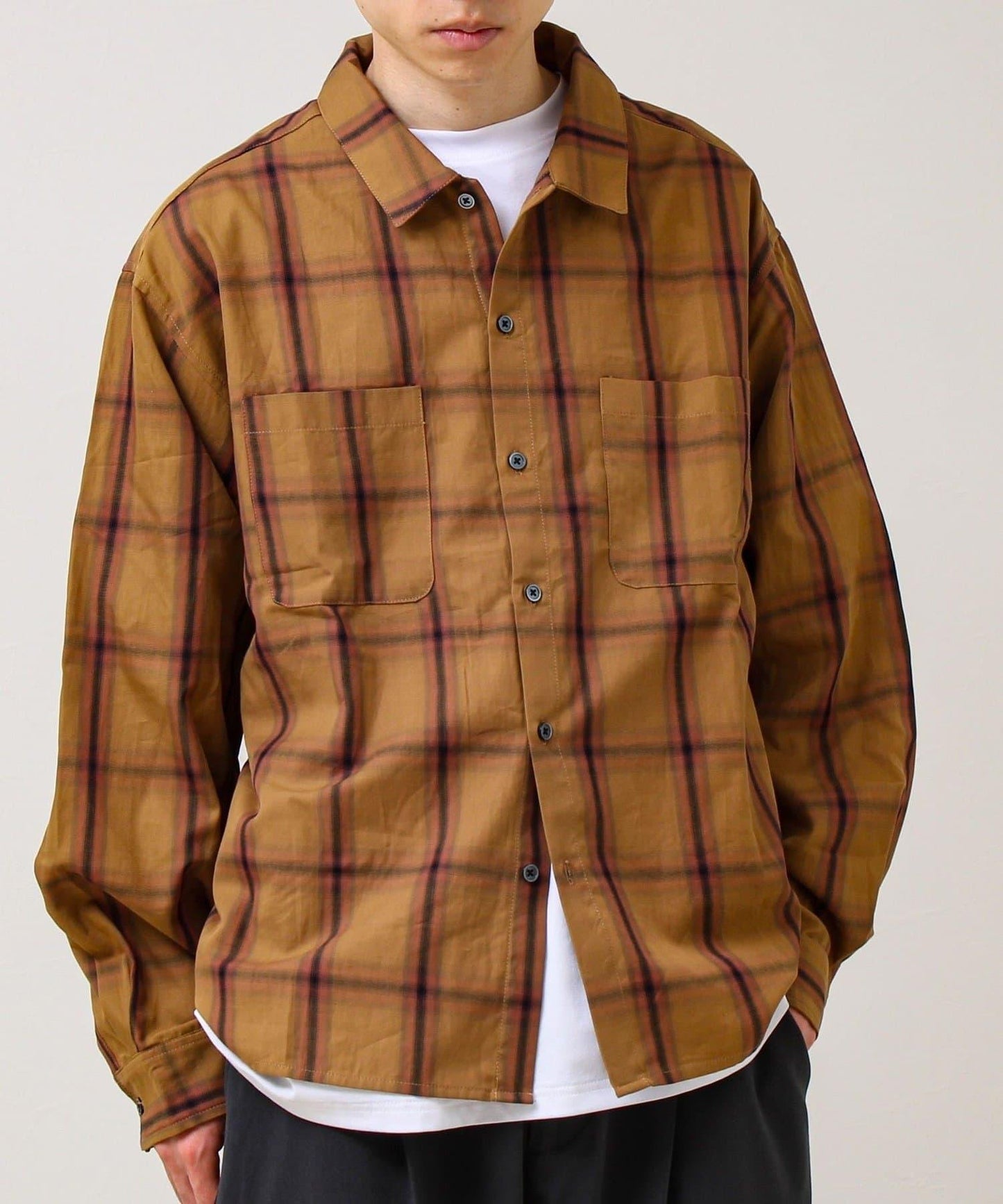 層次感色調 漸變格 長袖襯衫