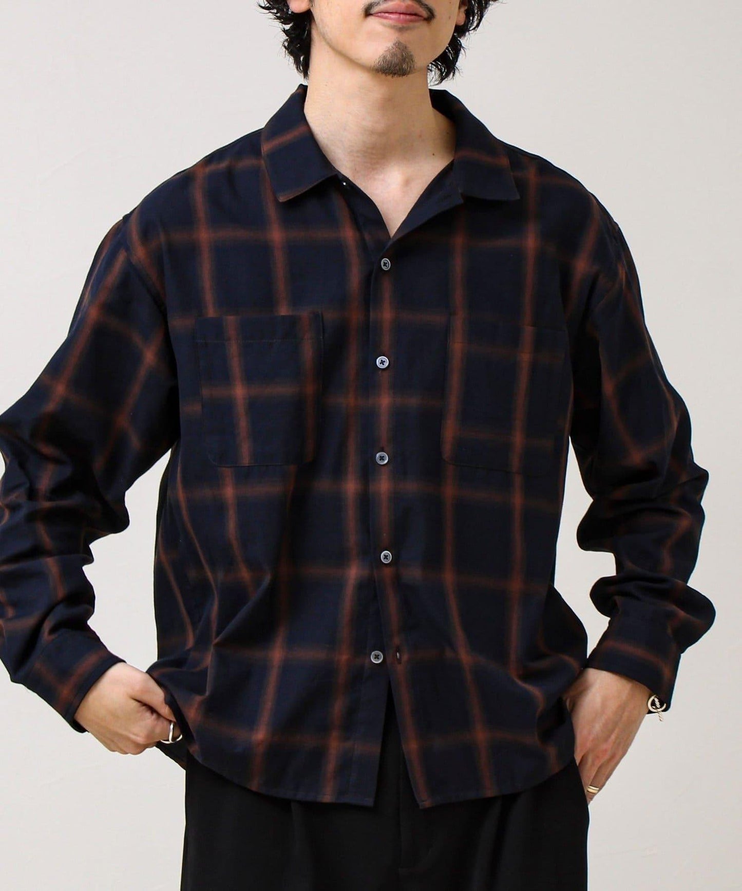 層次感色調 漸變格 長袖襯衫