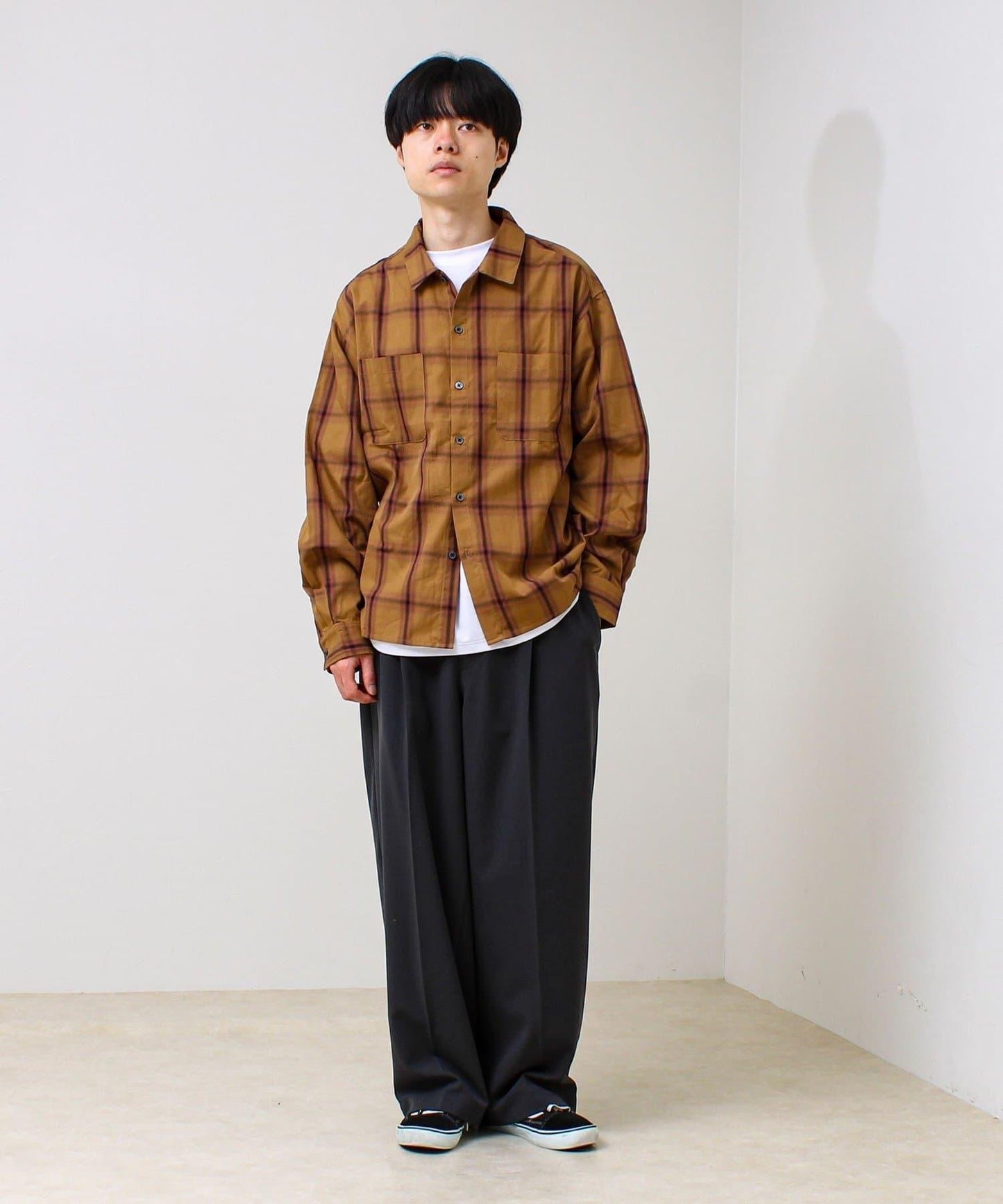 層次感色調 漸變格 長袖襯衫