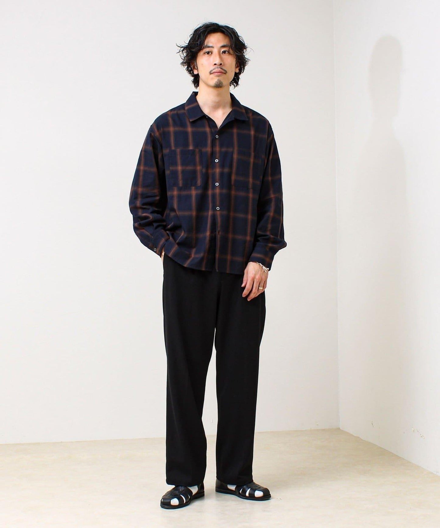 層次感色調 漸變格 長袖襯衫