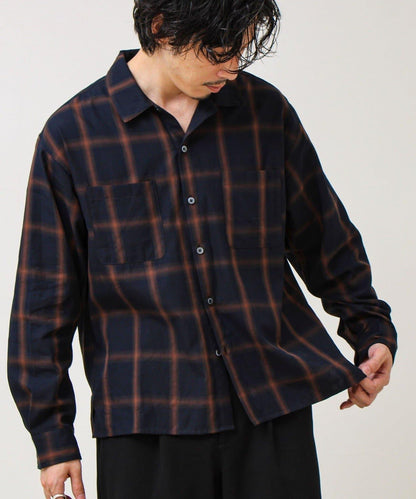 層次感色調 漸變格 長袖襯衫