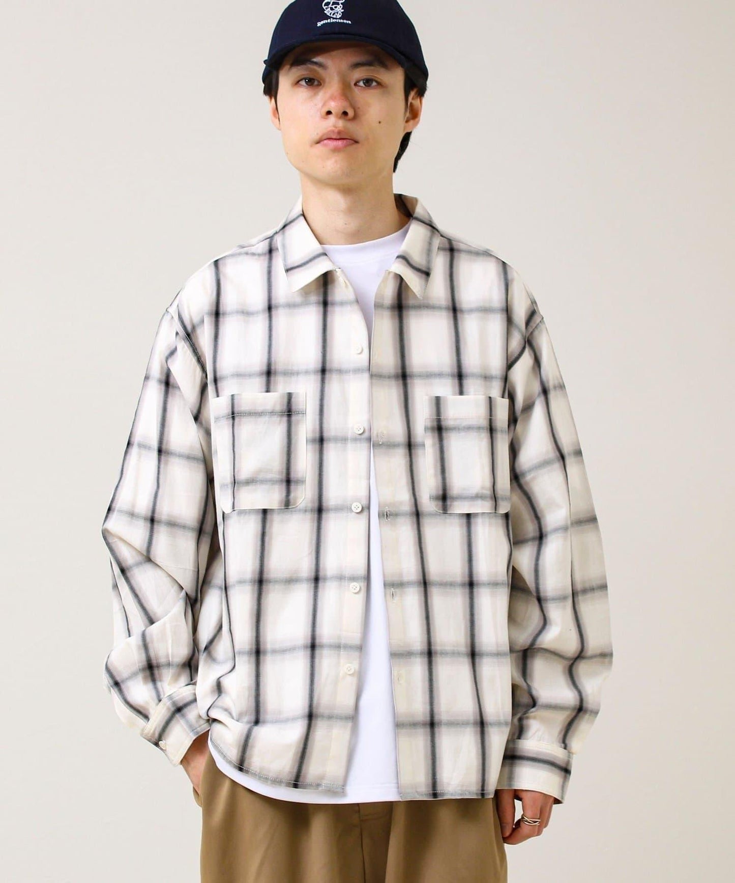 層次感色調 漸變格 長袖襯衫