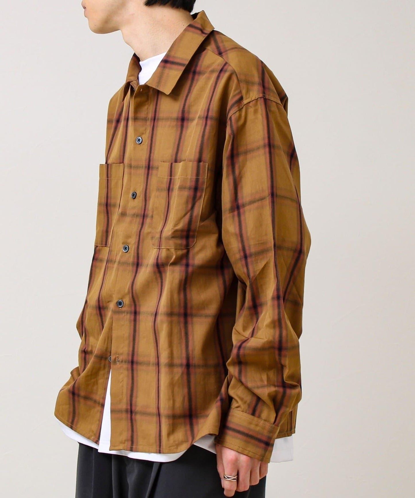 層次感色調 漸變格 長袖襯衫