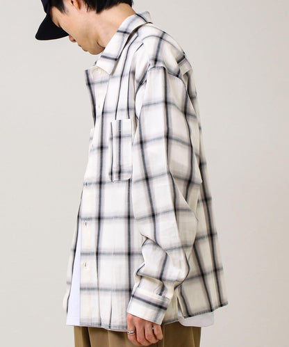 層次感色調 漸變格 長袖襯衫