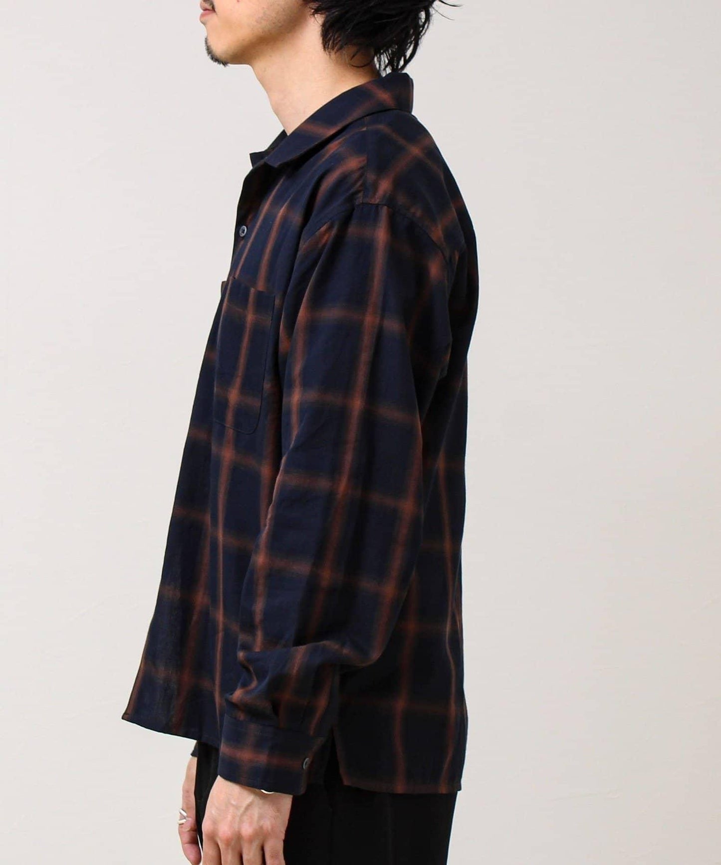 層次感色調 漸變格 長袖襯衫