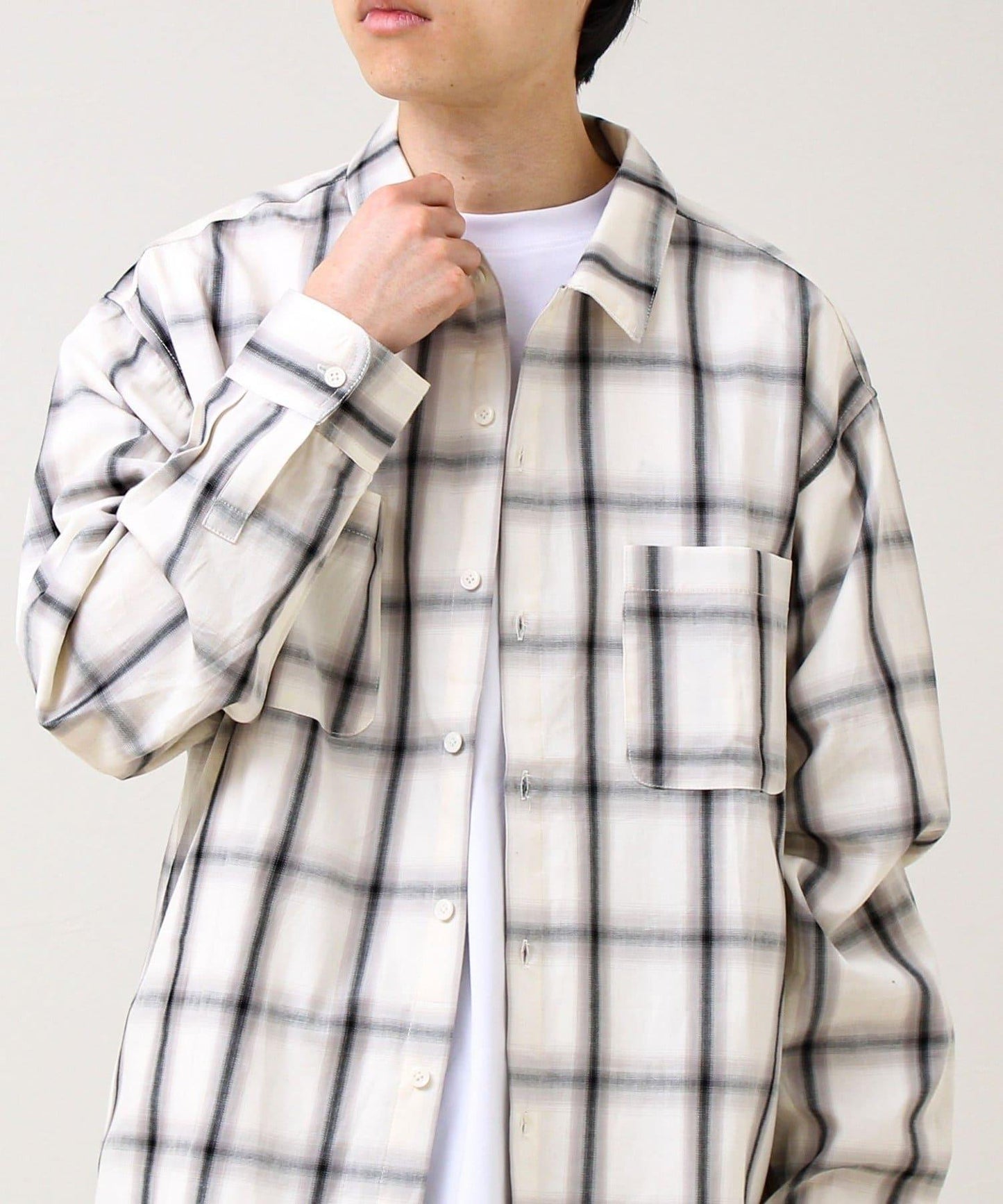 層次感色調 漸變格 長袖襯衫