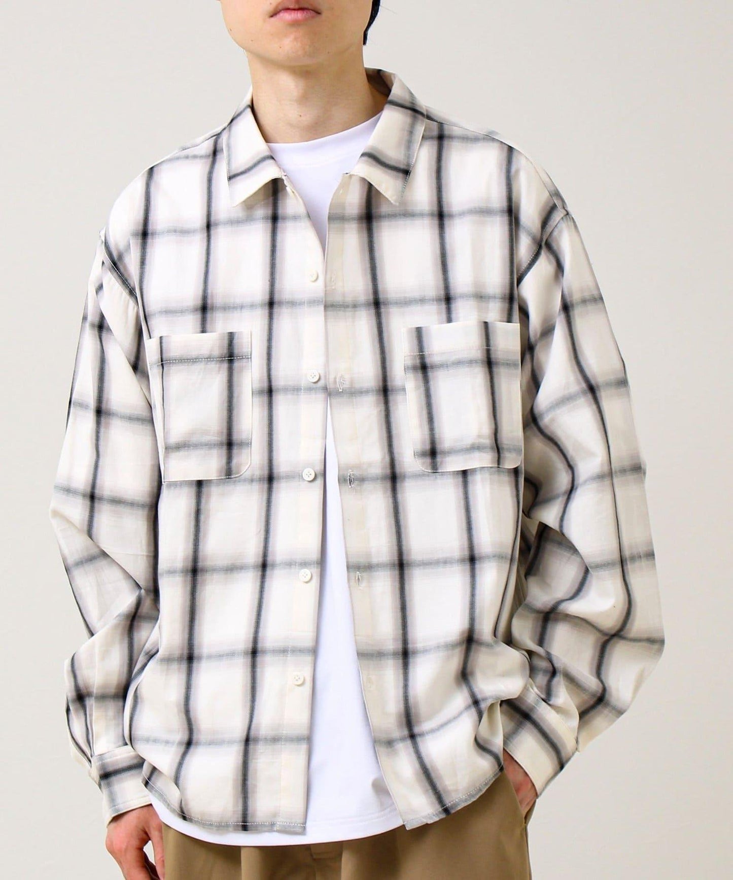 層次感色調 漸變格 長袖襯衫