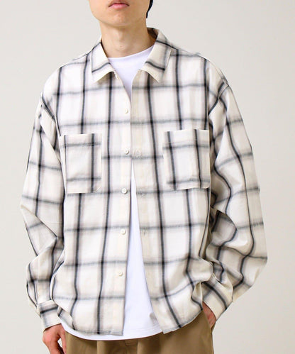 層次感色調 漸變格 長袖襯衫