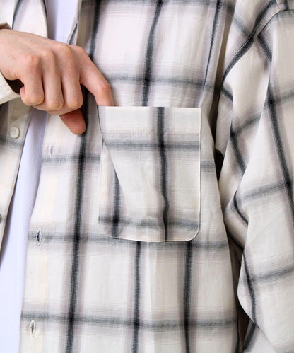 層次感色調 漸變格 長袖襯衫