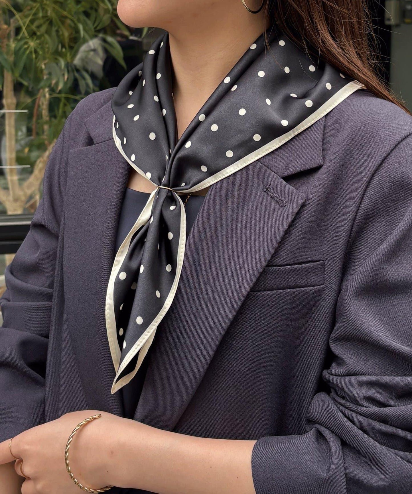 PAPILLONNER/パピヨネ 方形波點設計 絲巾（禮儀款）