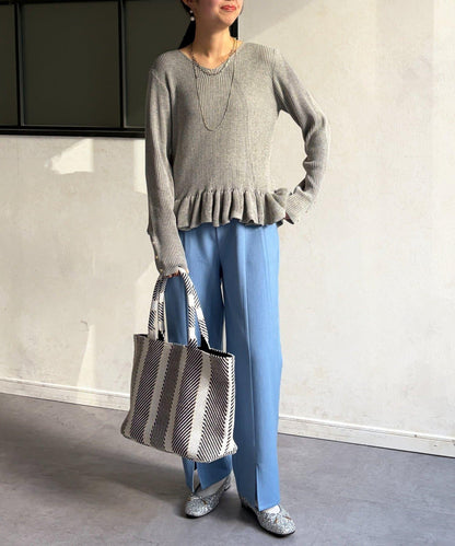 下襬荷葉邊針織套頭上衣