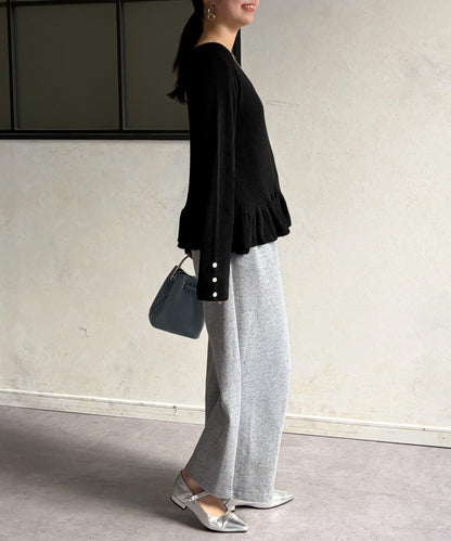 下襬荷葉邊針織套頭上衣