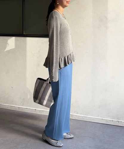 下襬荷葉邊針織套頭上衣