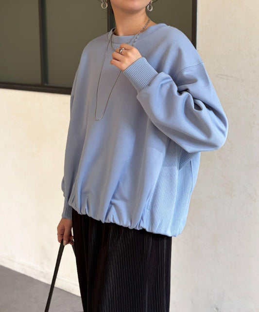 輕量複合面料 下襬蓬量設計 套頭上衣