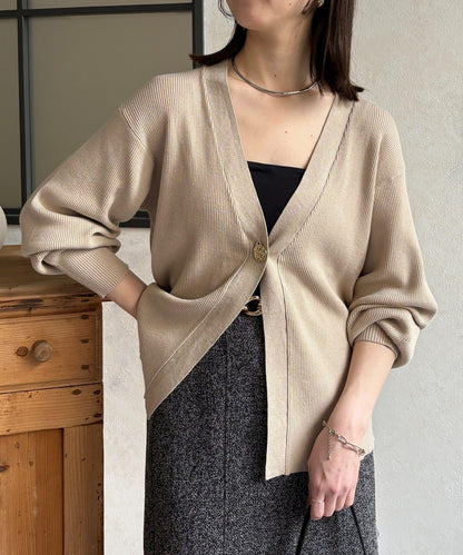 裝飾紐扣 羅紋針織 開衫