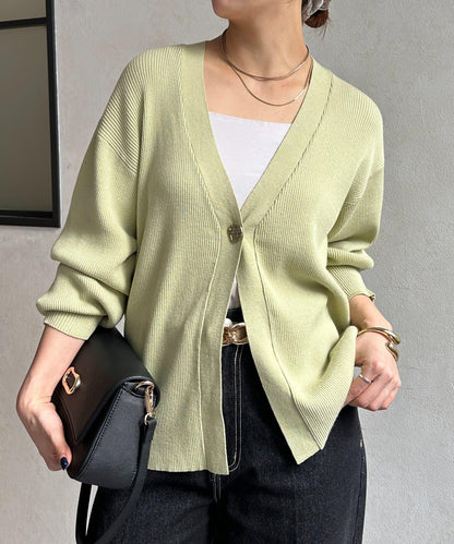 裝飾紐扣 羅紋針織 開衫