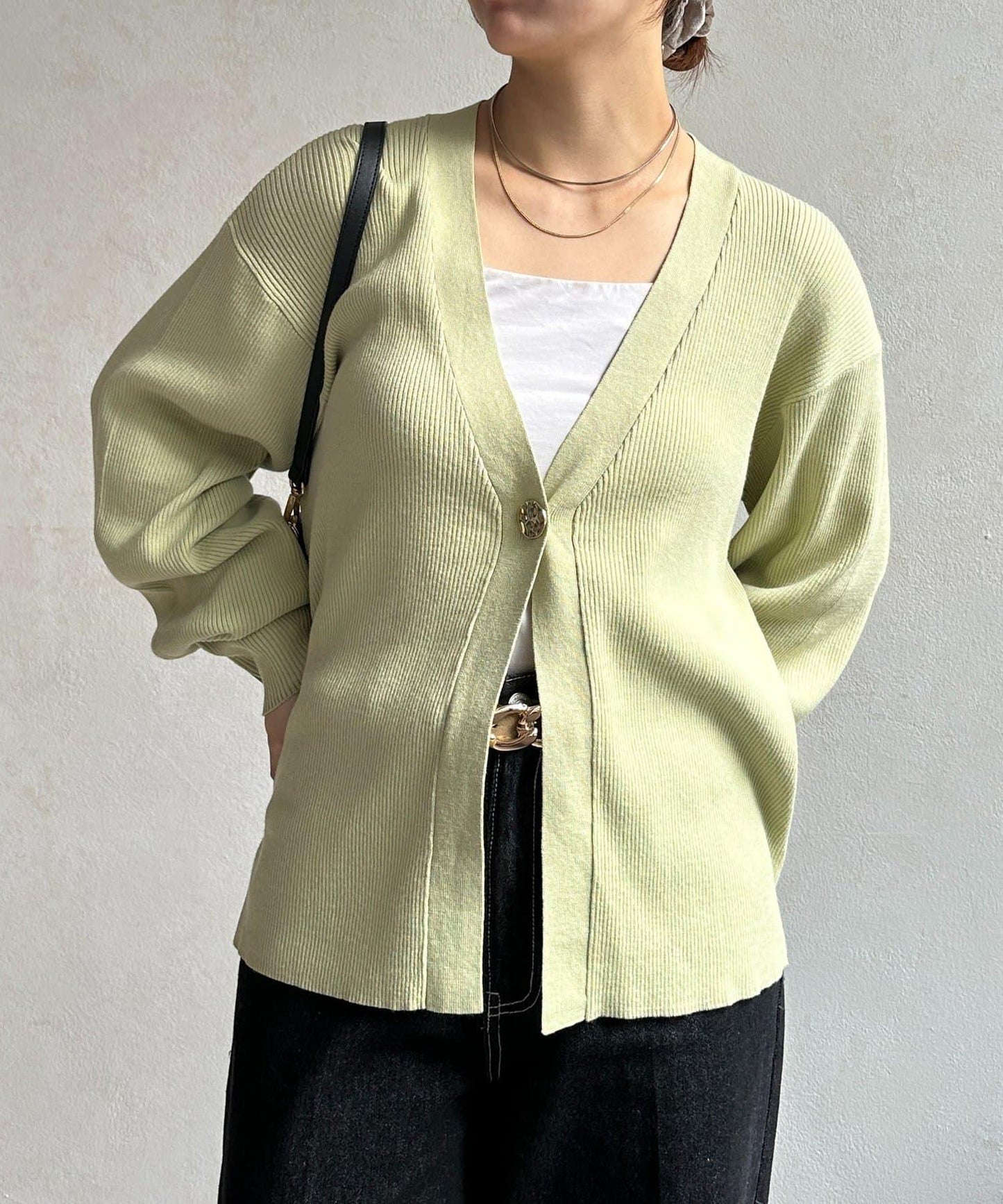 裝飾紐扣 羅紋針織 開衫